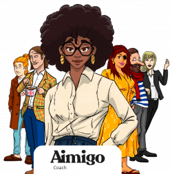 All Aimigo Coach characters with Aimigo Coach logo